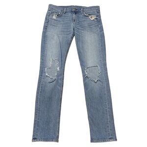 Rag & Bone The Dre Tapered Leg Jeans Women’s 26 Sunset Holes Blue Distressed